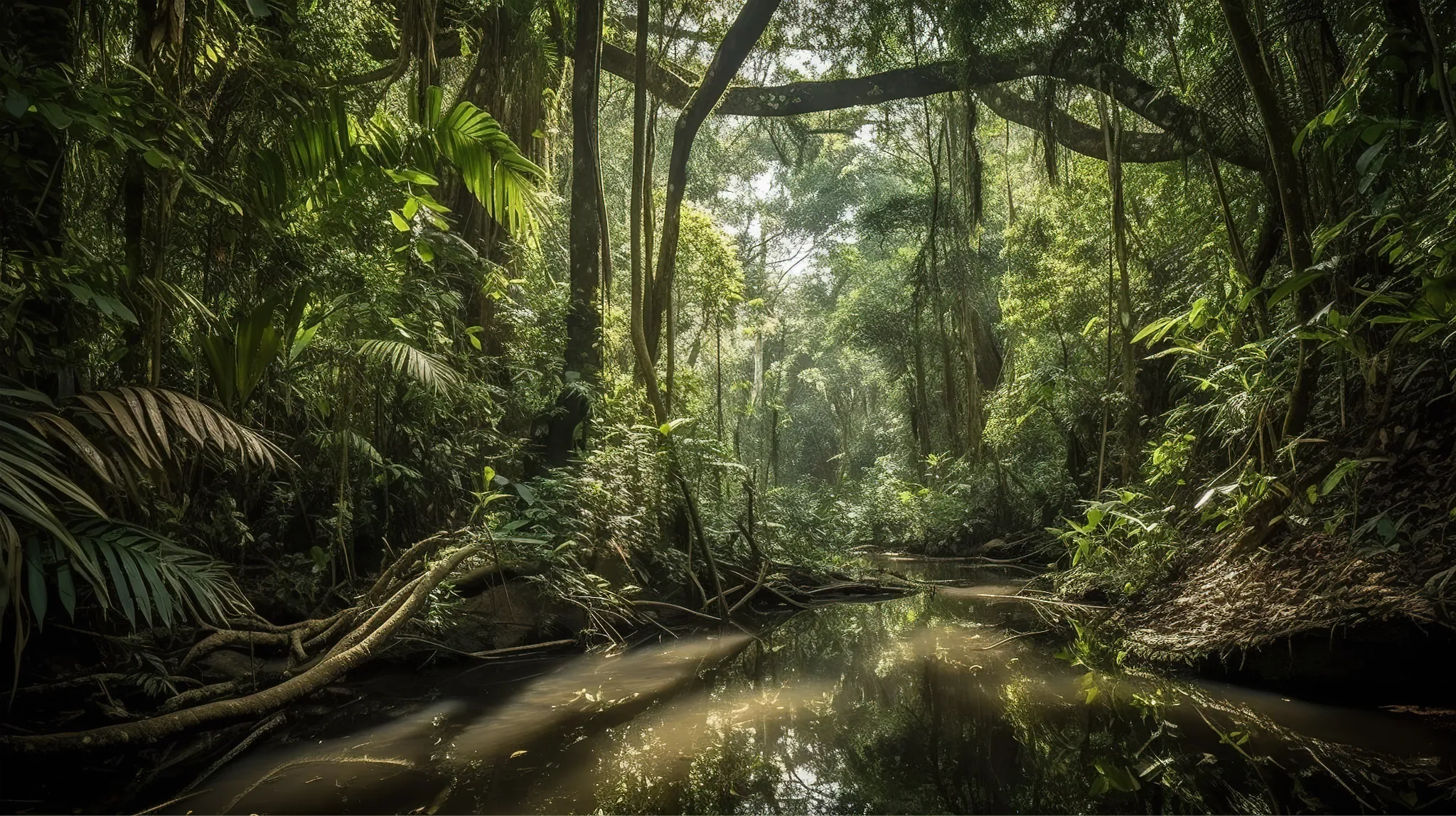 Igarapé e floresta amazônica preservada